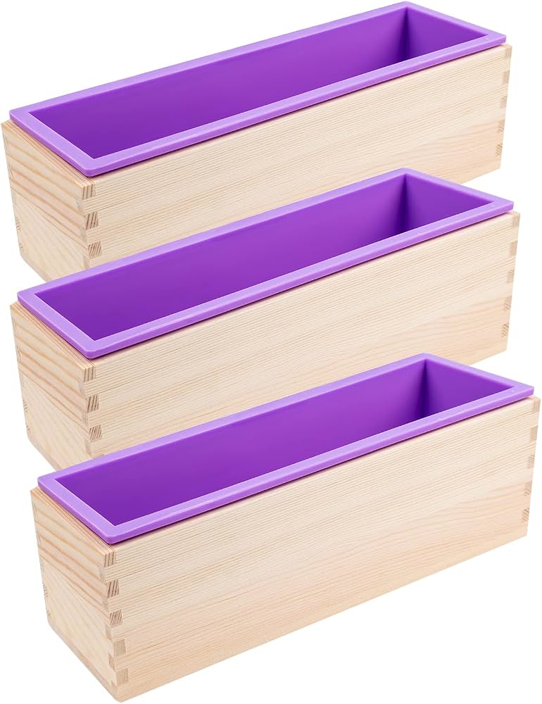 Moule Silicone Rectangulaire 42 Oz Avec Boîte Bois Détachable - Idéal Savon Artisanal, Gâteau, Chocolat