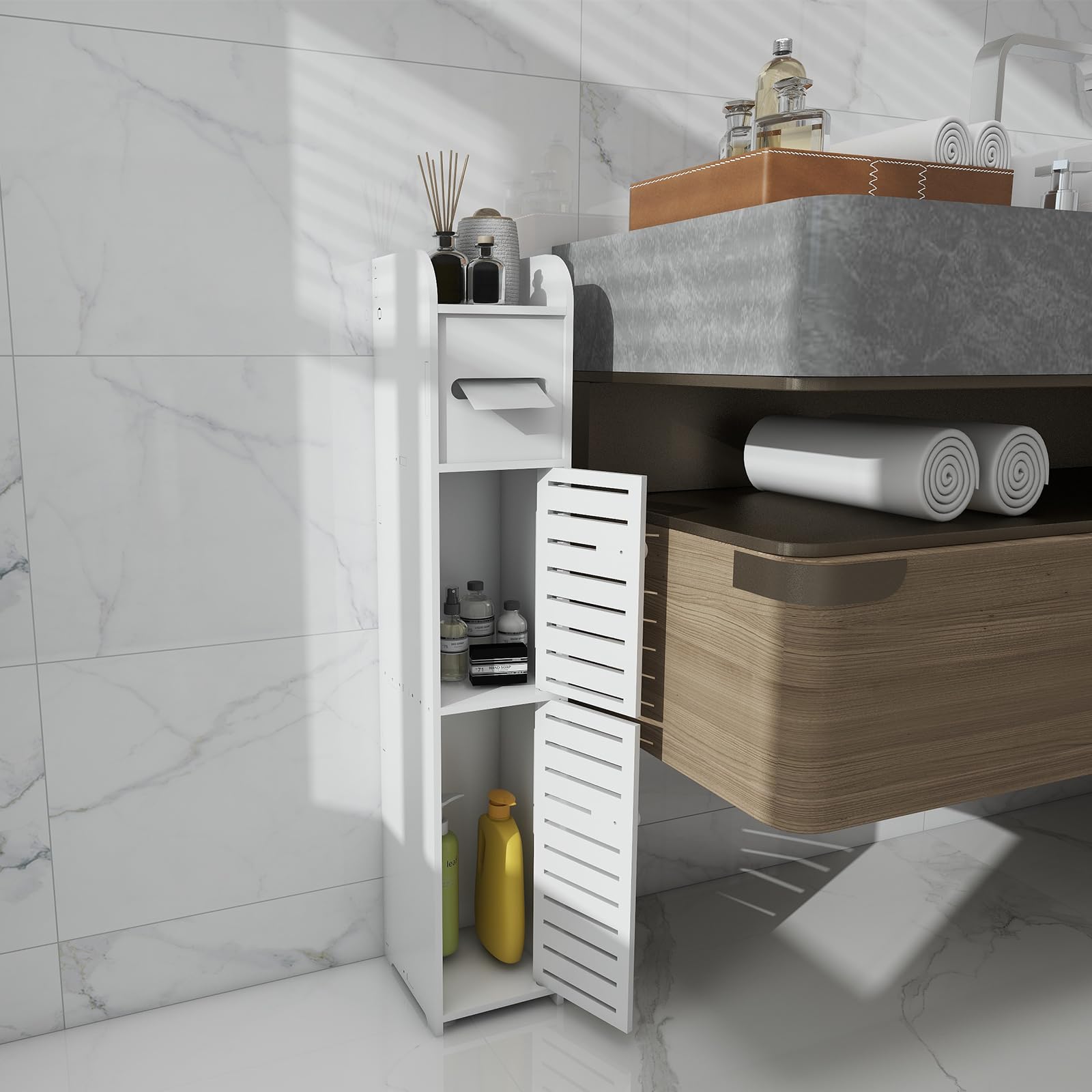 Yaheetech Armoire Murale De Toilette Blanche 35x20,7x55 Cm - Meuble Rangement Salle De Bain Avec 2 Étagères Réglables Meuble Toilette
