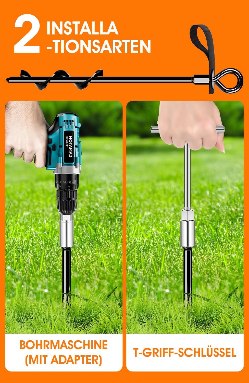 Bodenanker 4er Set - Heavy Duty Erdanker mit Gurten Resistant High Wind Zur Sicherung von Trampolinen, Zelten, Überdachungen, Schuppen, Wohnmobilen usw