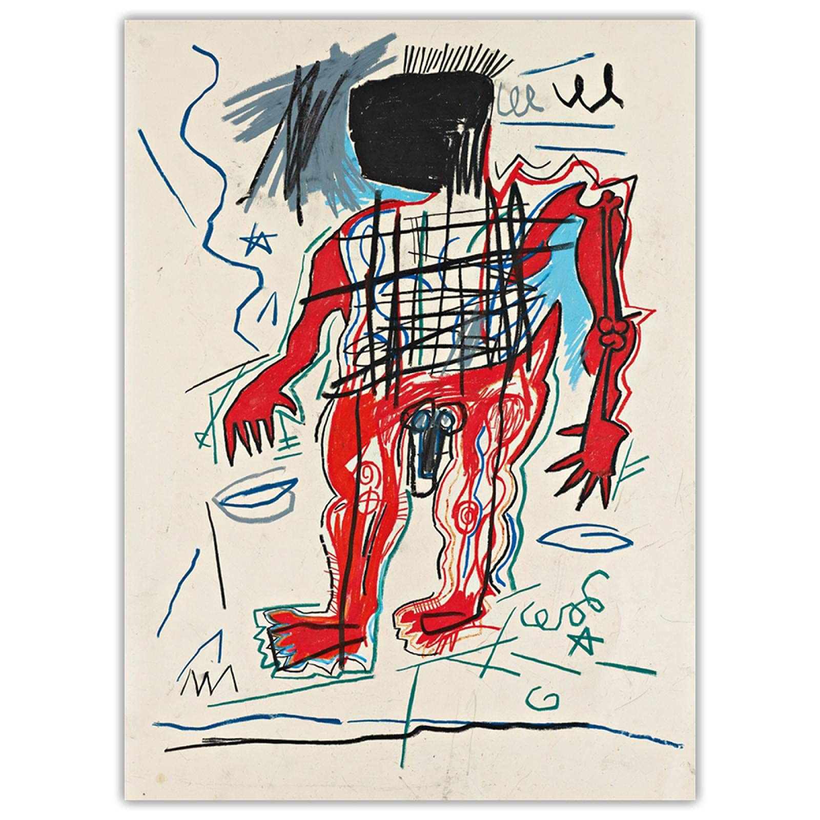 ジャン ミシェルバスキア 油絵油彩画 裏面サインあり 絵画1 ジャン ミシェルバスキア 油絵油彩画 裏面サインあり 絵画1
