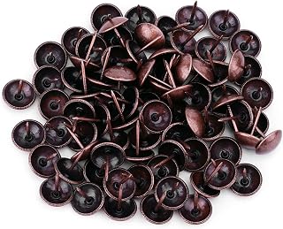 MroMax 80Pcs 0.55" Head Dia Iron Upholstery Nails Tacks Antique Metal Round Thumb Push Pins for Furniture Decoration Chair Hardware Cork Board Sofa Headboards Red Copper Tone