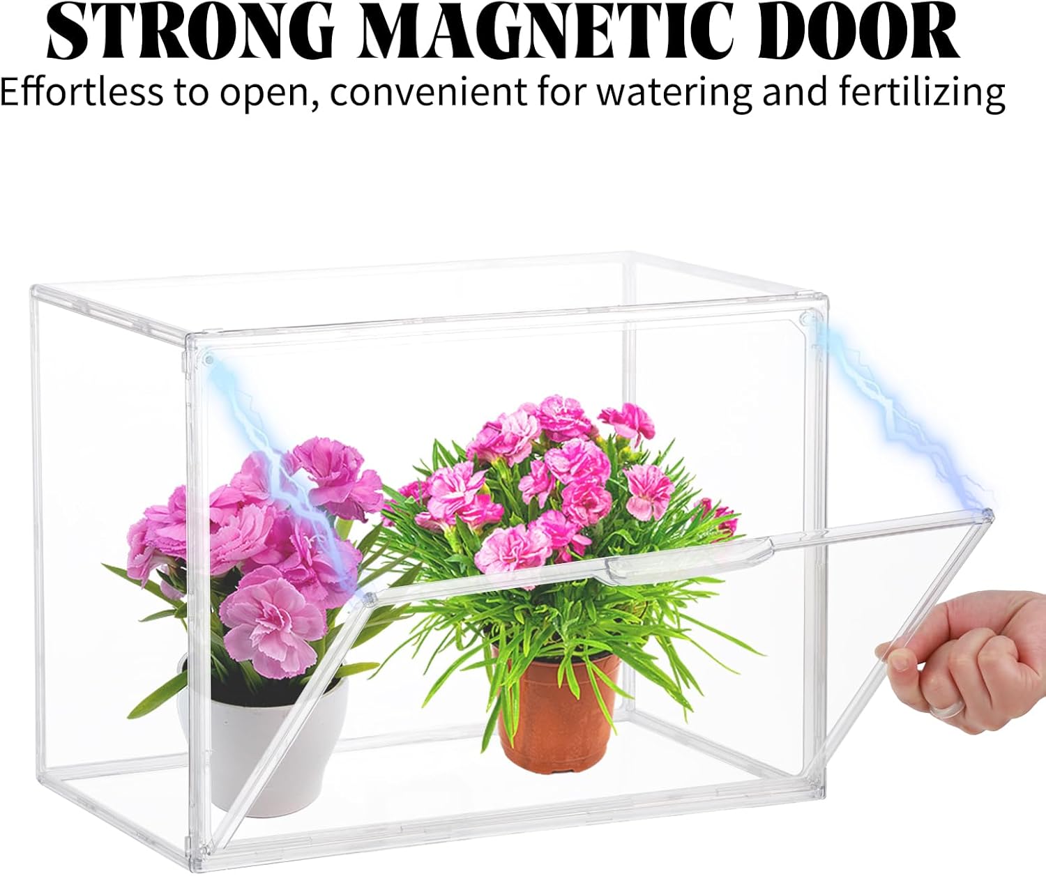 2 Pcs Mini Greenhouse for Indoor Clear Portable Tabletop Greenhouse with Magnetic Door Stackable Waterproof Small Plant Tent for Indoor Plants Growing & Seed Starting 14.2×10.6×8.7 Inch