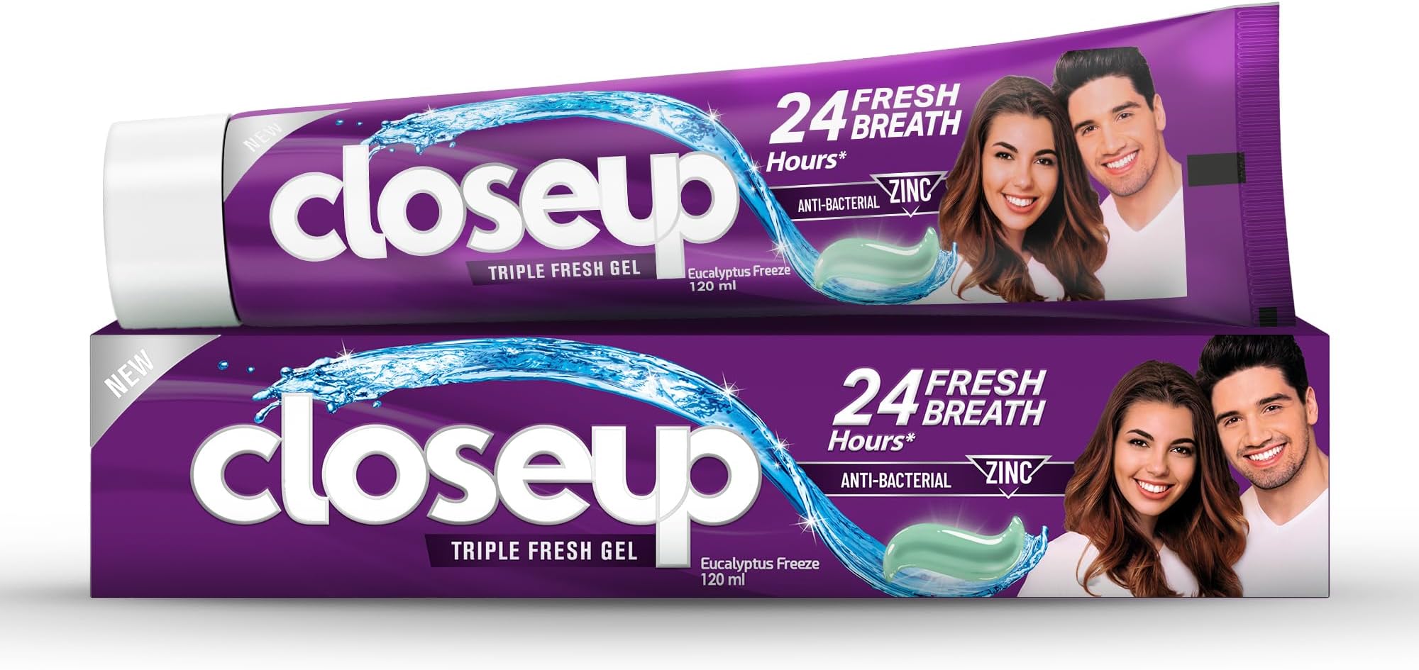 Triple Fresh Gel Toothpaste, Eucalyptus Freeze, for 24HR fresh breath, 120ml