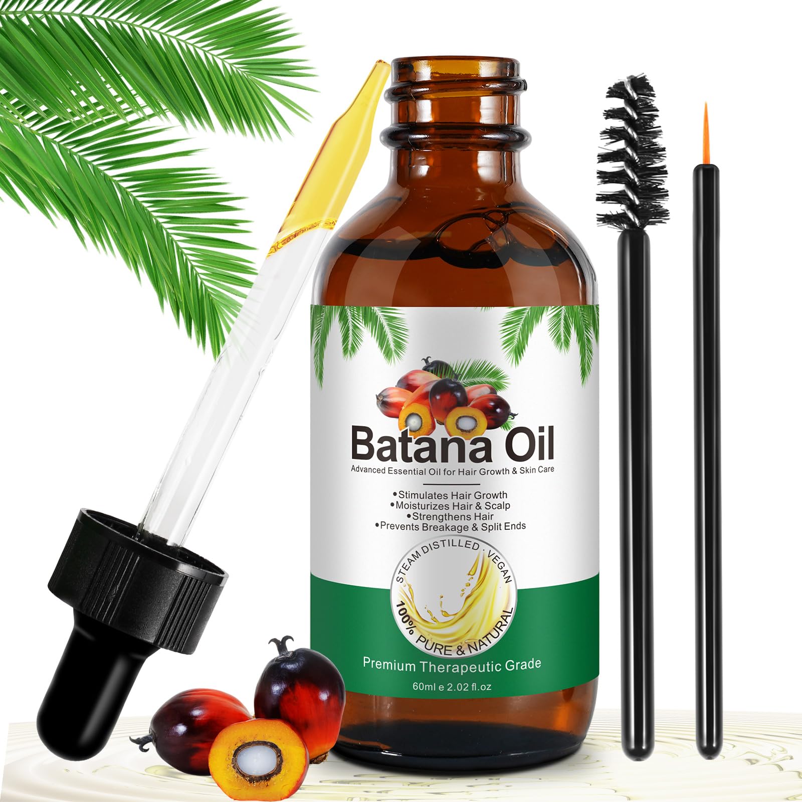Batana Hair Growth Oil,100% Pure Natural Organic Cold Press Batana Hair Oil for Hair Split Ends Batana Oil for Hair Growth Enhances Hair & Skin