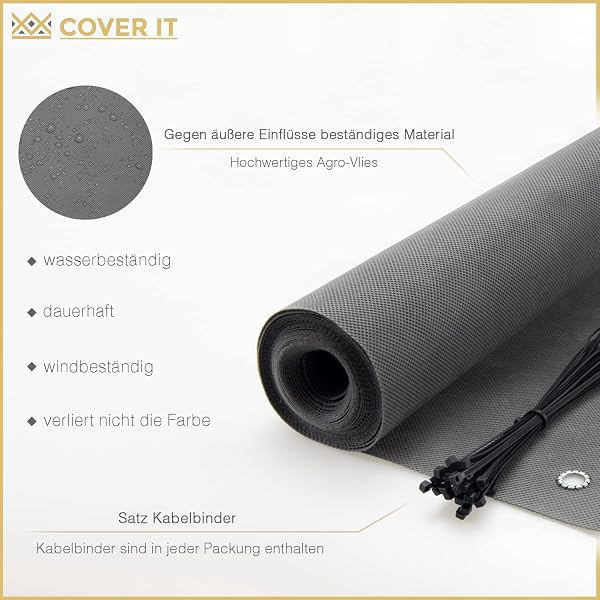 COVER IT - Brise Vue Balcon Exterieur Cache Vue 50xCustom - Brise Vent Terrasse - Coupe-Vent dans de Nombreuses Tailles et Couleurs - 2