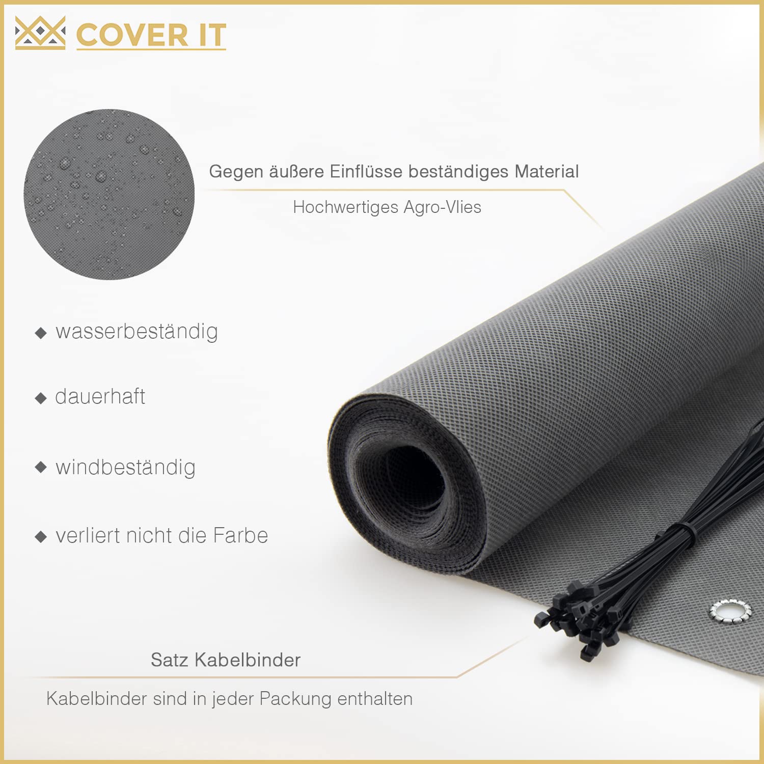 COVER IT Graphite Privacy Screen Balcony Railing with Eyelets 95 x 600 cm - Privacy Screen for Garden Fence - Balcony Railing Cover - 3