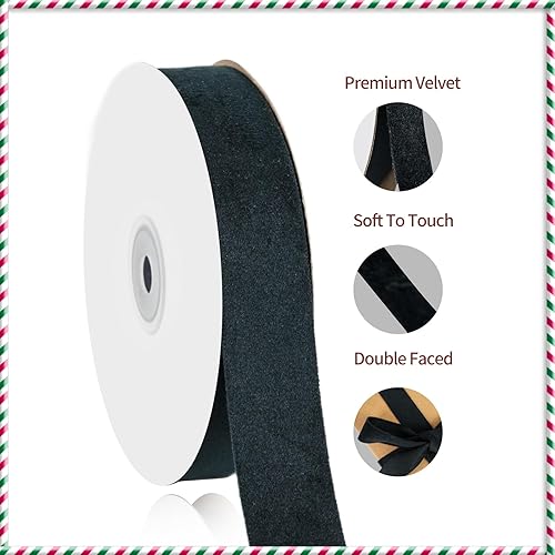 Miniatura 10 de Cinta de terciopelo de doble cara verde polvoriento, 38 pulgadas, 10 yardas, cintas de terciopelo para decoración de coronas de Navidad, envoltura