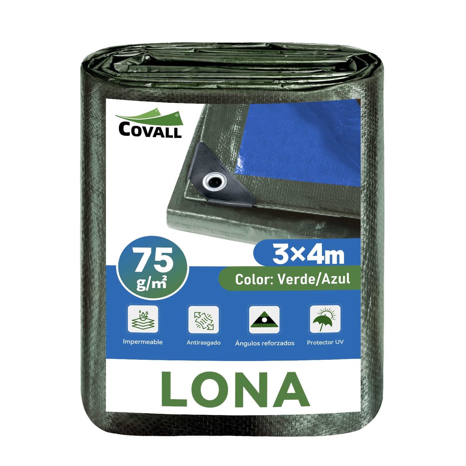 Lona de camping 3x4m impermeable para techos provisionales y protección de jardín