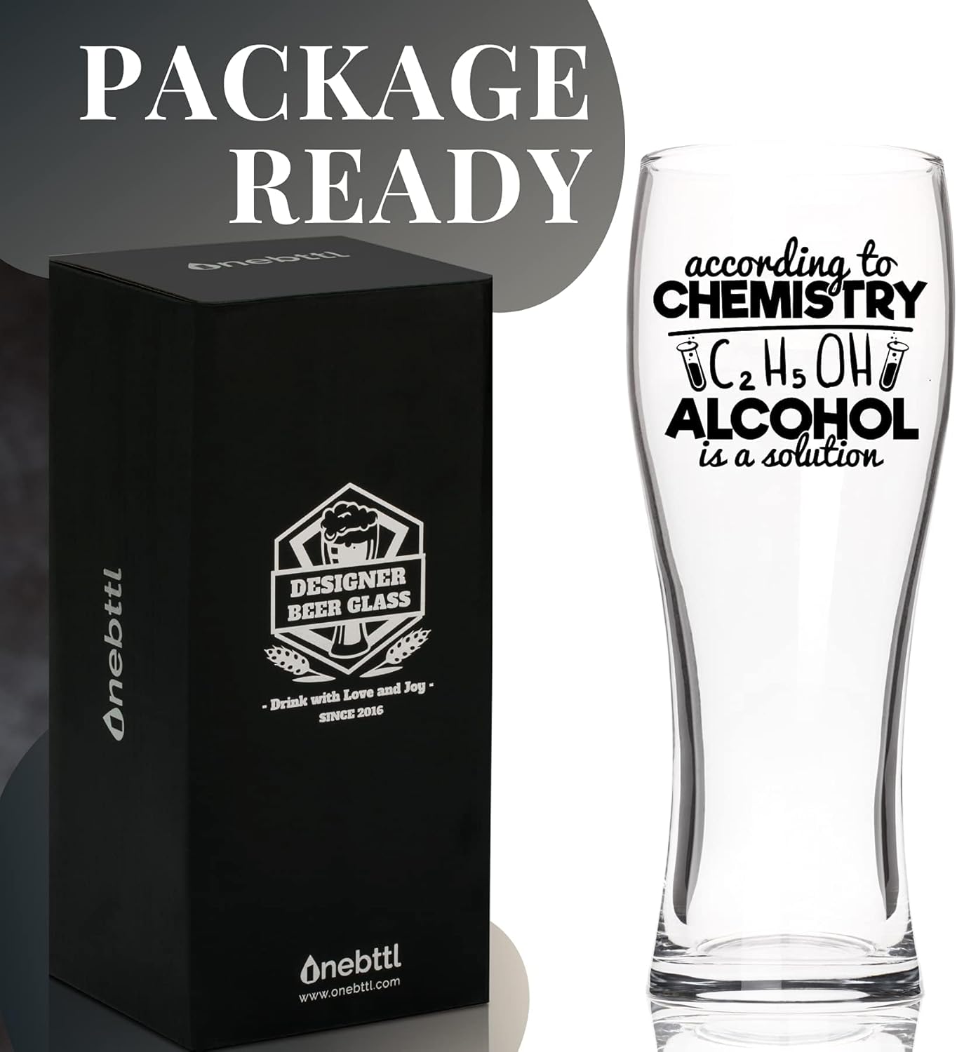 Onebttl Funny Chemistry Gifts, Chemistry Science Beear Glass, Science Gifts for Science Teachers, Lovers, Students, Professors, Scientists, Dad, Beer Glass 15OZ