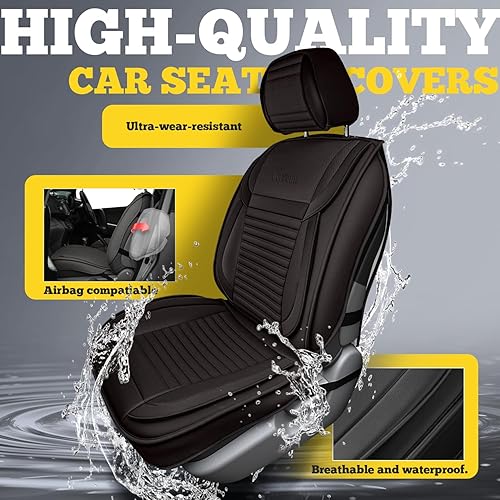 Miniatura 63 de LINGVIDO - Fundas de piel sintética con respaldo para asiento de automóvil, transpirables, impermeables, universal y antideslizante, para SUV, Beige