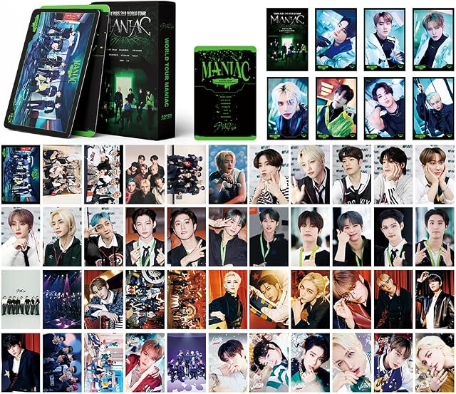 Kpop Stray Kids Maniac Lomo Cards 55Pcs Stray Kids Photo Cards Stray Kids 2ND WORLD TOUR MANIAC Album Cards Kpop Stray Kids Merch Photocard Pack for Fans Girls