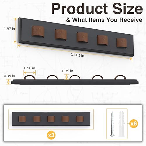 Miniatura 2 de Paquete de 3 organizadores de lentes de sol, organizador de lentes de sol montado en la pared, soporte de madera para lentes de sol, soporte para