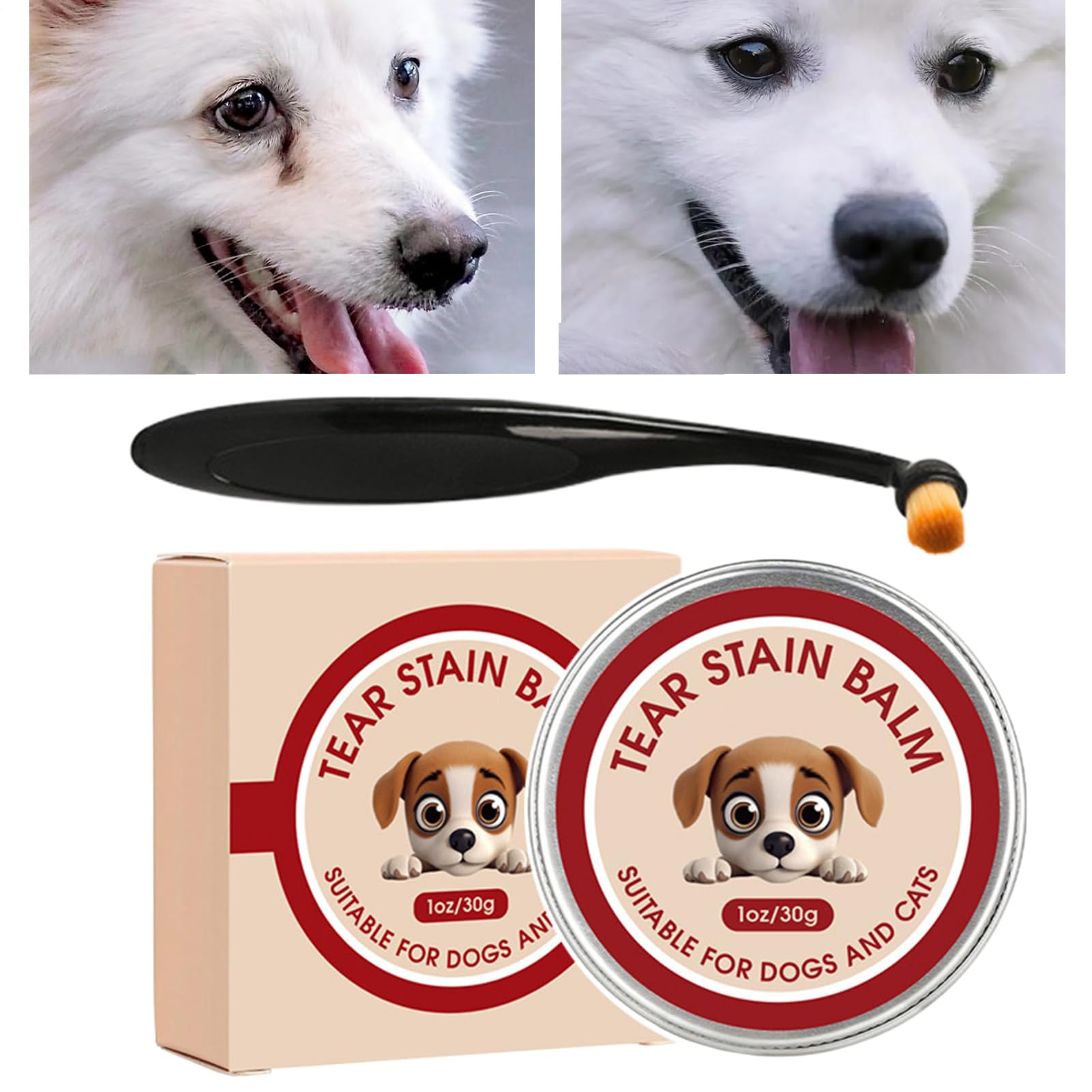 Natural Tear Stain Remover For Dogs & Cats - Eye Care Balm To Prevent Stains & Reduce Redness | Safe Non-Irritant Formula With Professional Brush, 40g Eye