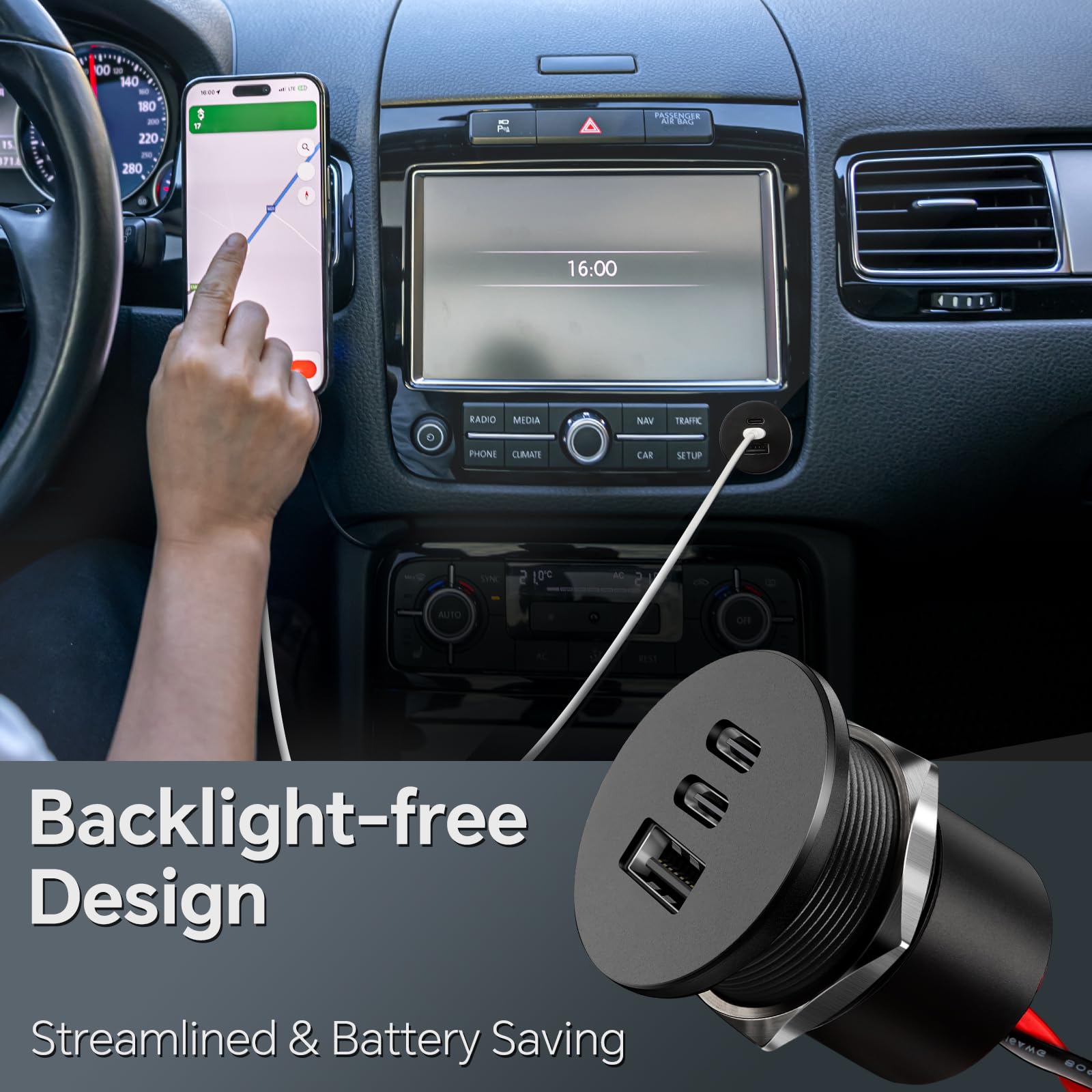 acegoo Prise USB C 12V Aluminium Voiture Chargeur Encastrable, Double PD3.0 et QC3.0, Charge Rapide Multiport pour Camping-Car Bateau Marine Camion Caravane, 2 Pièces