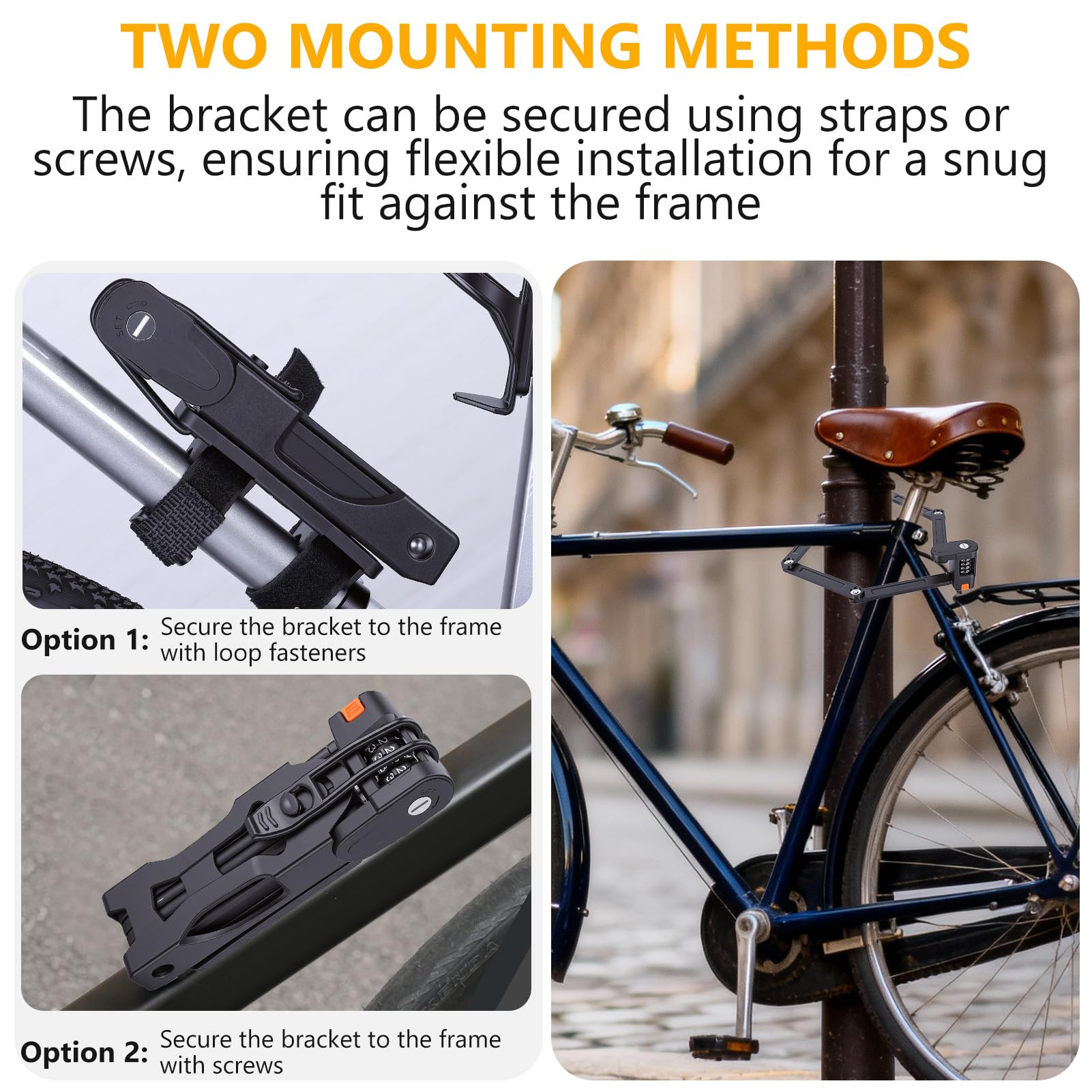 Antirrobo plegable para bicicleta, antirrobo de alta seguridad de combinación de 4 dígitos, antirrobo plegable compacto con soporte de fijación para bicicletas, scooters y motocicletas