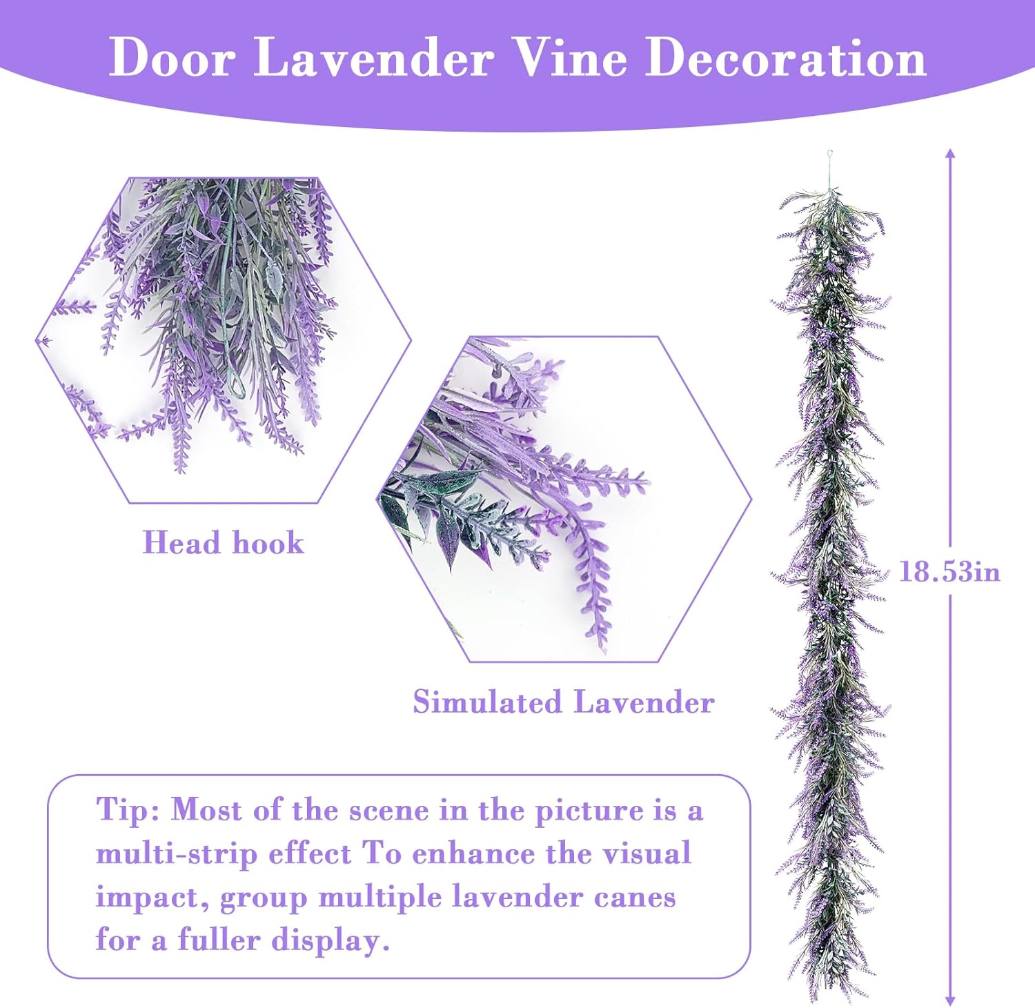 6Ft Lavender Purple Artificial Garland All Year Lavender for Wedding Mantle Spring Summer Garland Indoor Outdoor Home Farmhouse Party Stair Table Window Home Decoration