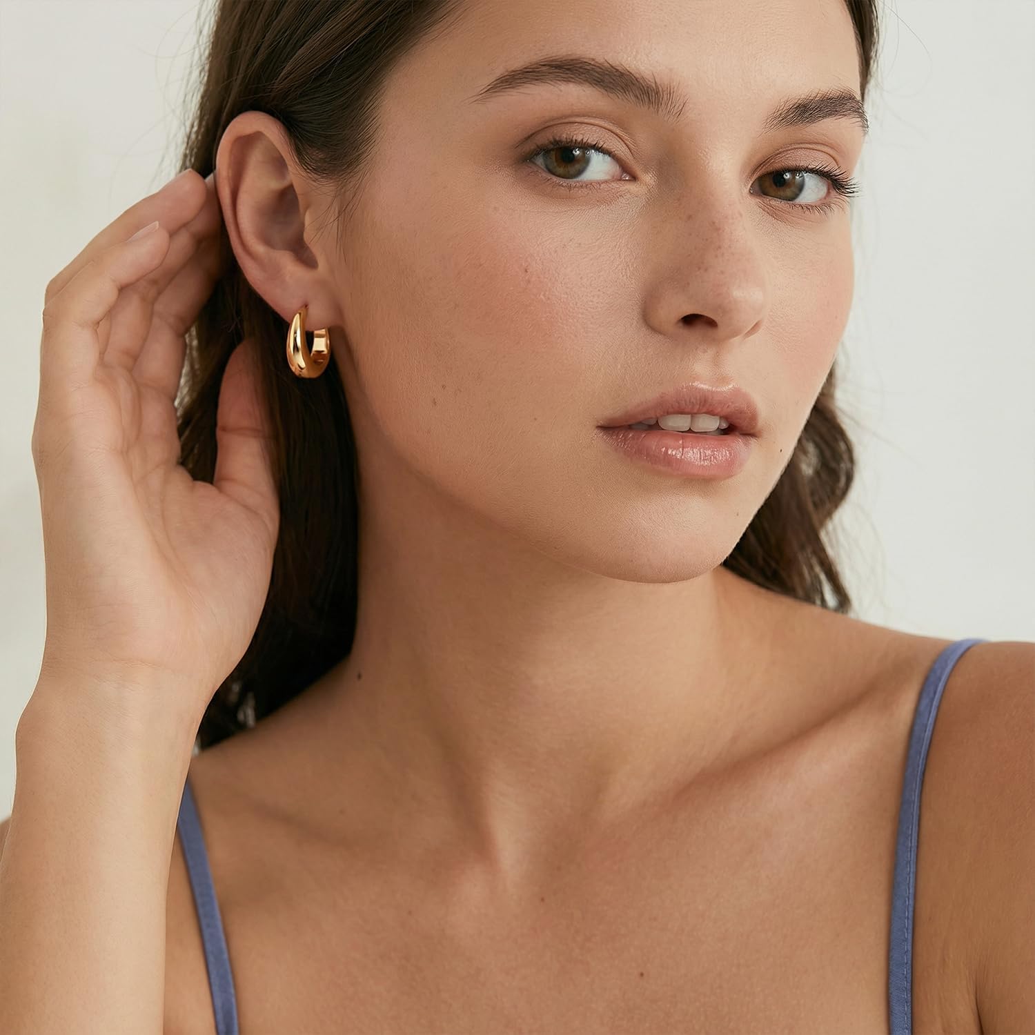 ESSIE ODILA 14K Gold Hoop Earrings for Women 14K Gold Earrings for Women Gold Hoop Earring for Womens Hoops Understated Elegant Hoops Earring for Womens 13/18/22mm