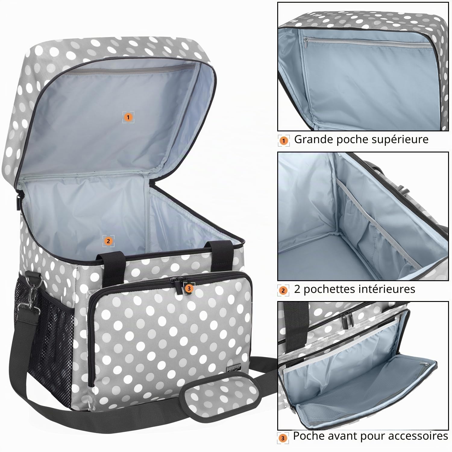 Luxja Sac Surjeteuse pour la Plupart des Surjeteuses Machine, Points Gris | Sac Transport Surjeteuse, Sac Rangement pour Surjeteuse et Accessoires