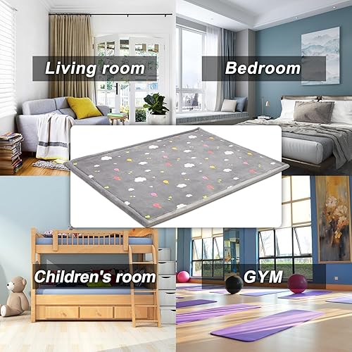 Miniatura 8 de N&V Alfombra de juego para bebé de 1.25 pulgadas de grosor con respaldo antideslizante, alfombra de área de juego acolchada de espuma grande de