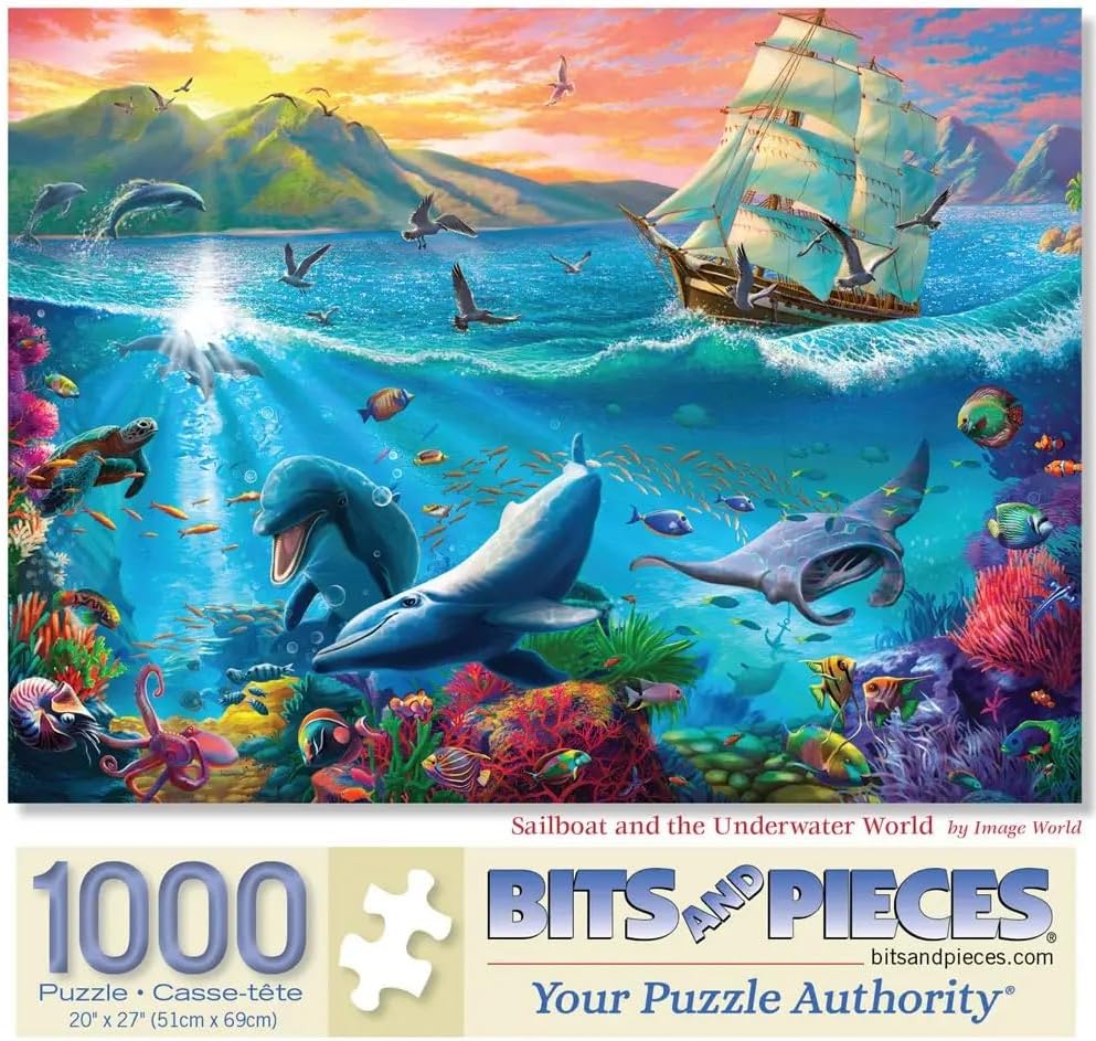 Bits and Pieces – 500 Piece Jigsaw Puzzle for Adults – Sailboat and The Underwater World - Ocean Jigsaw Puzzle by Image World, Completed Puzzle Size: 18" x 24"