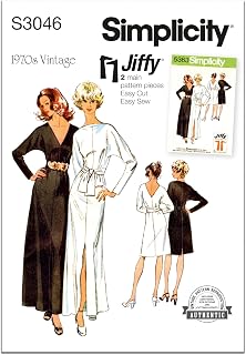 Simplicity SS3046K5 Misses' Vintage 1970's Jiffy Knit Dress with Sash Sewing Pattern Packet, Design Code S3046, Sizes 8-10-12-14-16, Multicolor