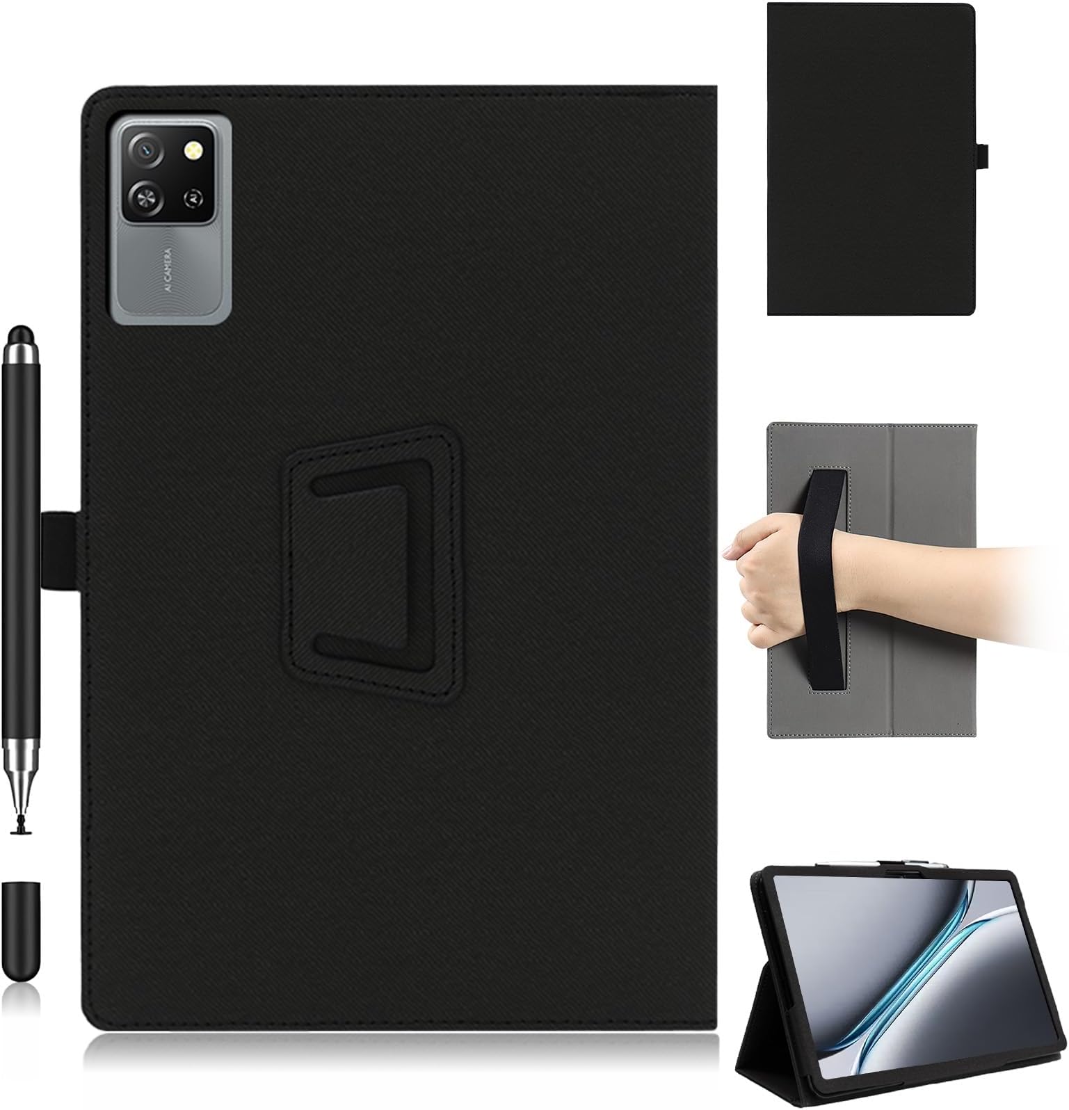 for Blackview 60 pro 10 Inch Tablet Case (Stylus Pen Included) - Black Shockproof Stand Cover | Soft-Touch Finish for Handheld Use & TV Viewing