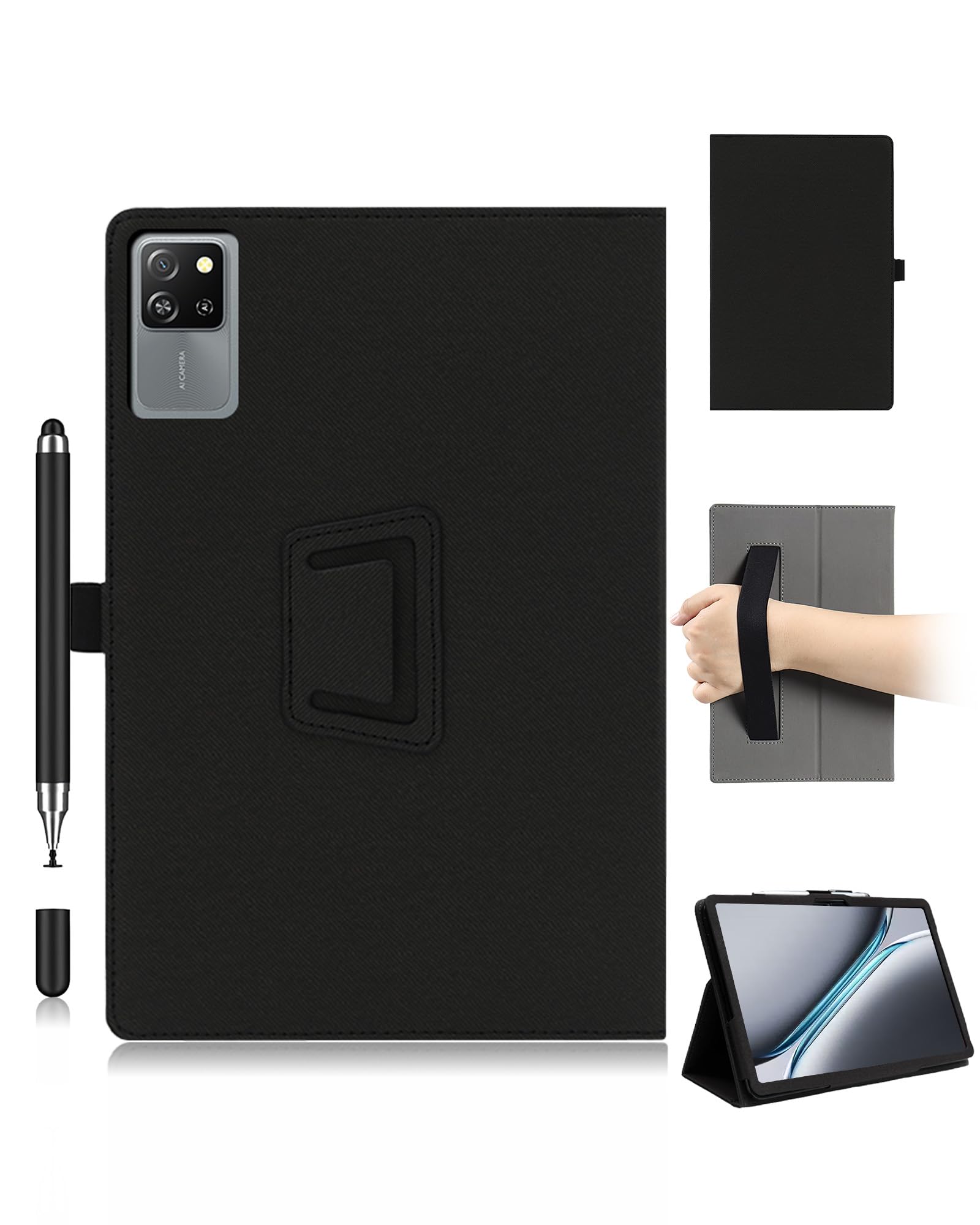 for Blackview 60 pro 10 Inch Tablet Case (Stylus Pen Included) - Black Shockproof Stand Cover | Soft-Touch Finish for Handheld Use & TV Viewing