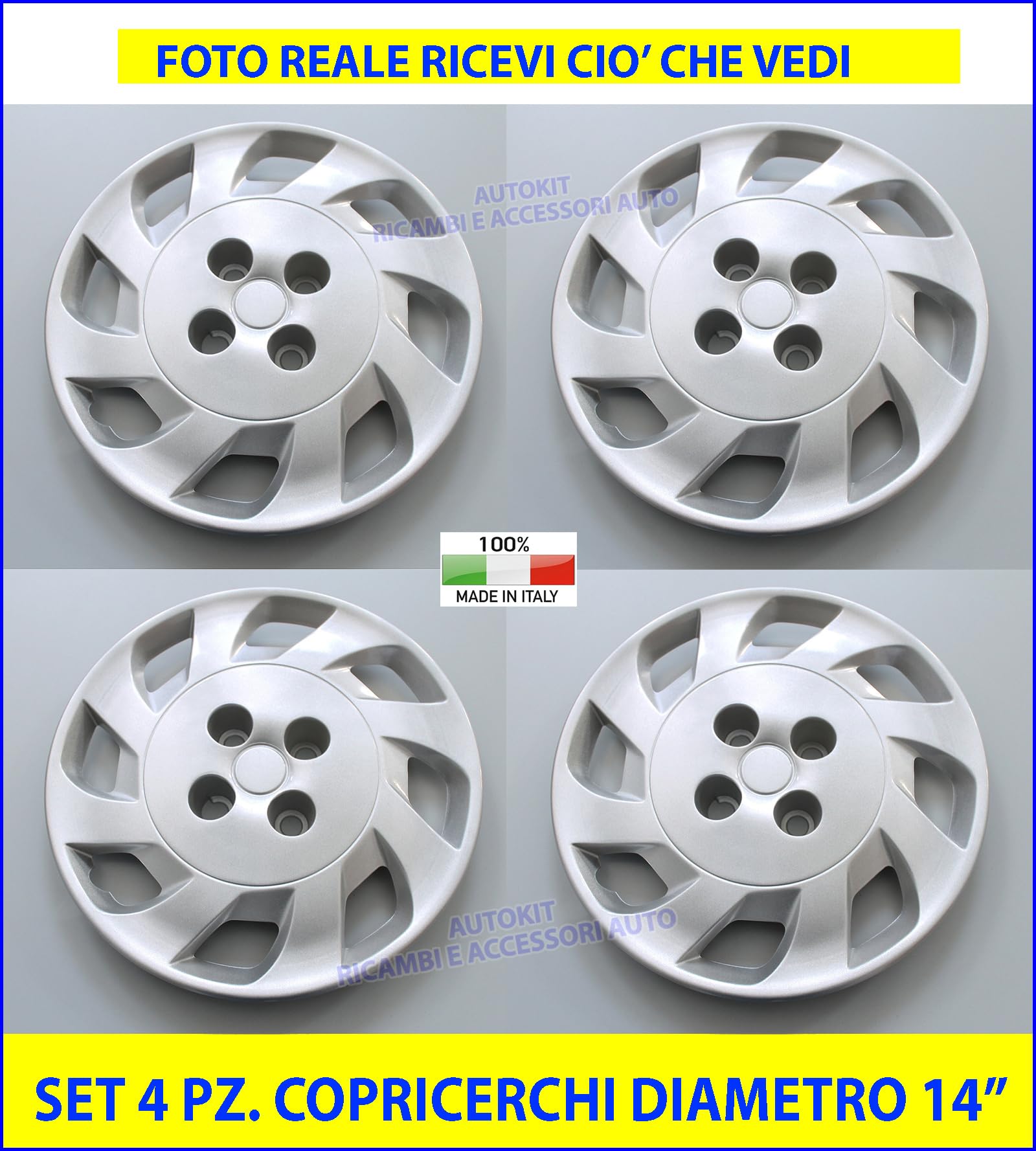 SET 4 COPRICERCHI COPPA RUOTA COPRIRUOTA BORCHIE CERCHIO 14" Specifiche per Punto modello 188 prodotte dal 1999 al 2010-392/14