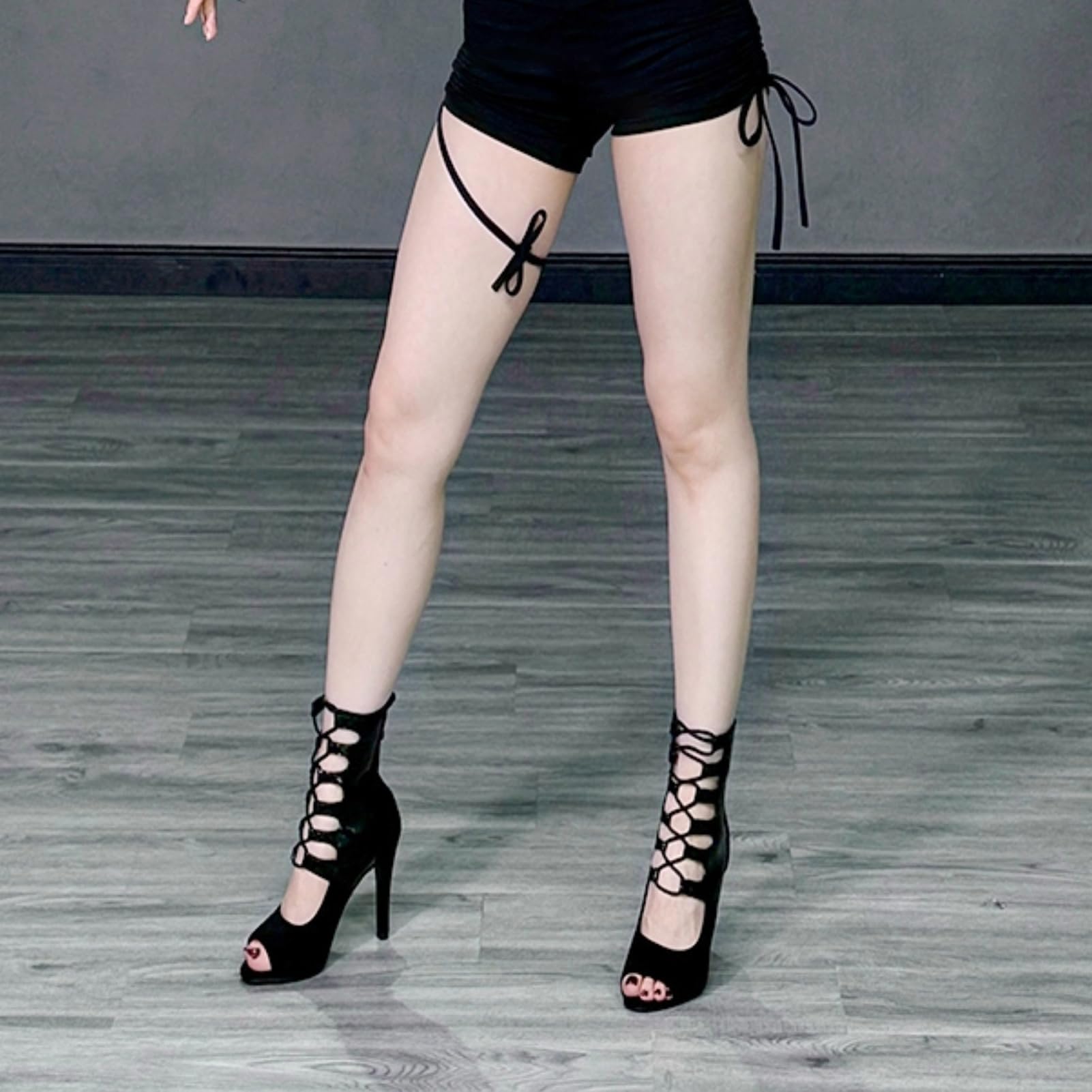 Latine à Lacets Peep Toe,Lacets Bottes Chaussures De Danse,Femmes Bottes Latine à Lacets,La Conception De La Bouche De Poisson Ne Vous Pince Pas Les Pieds,pour La Danse De Salon en Salle