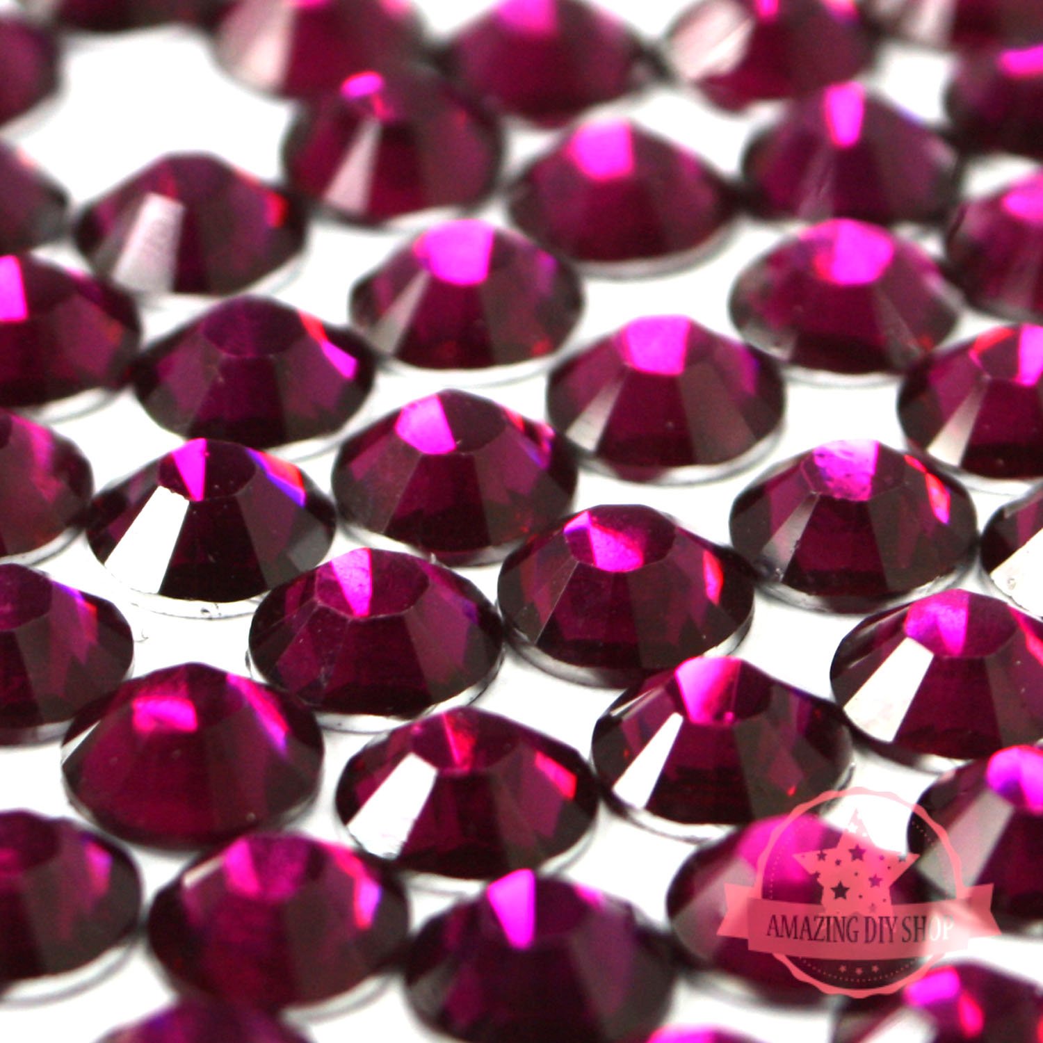 2mm, 3mm,4mm,5mm,6mm DIY Resin Round Flat Back Rhinestones Gems Brilliant 14-Cut Facets Flatback Includes Rhinestones Flat Back Samples from GreatDeal68 (5mm (750 pcs), Fuchsia)