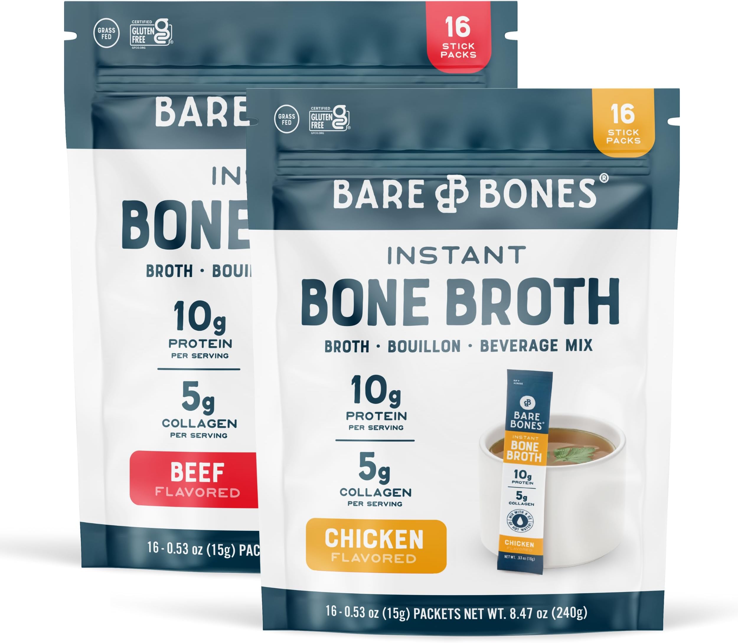 Amazon.com: Bare Bones Bone Broth Instant Powdered Beverage Mix ...