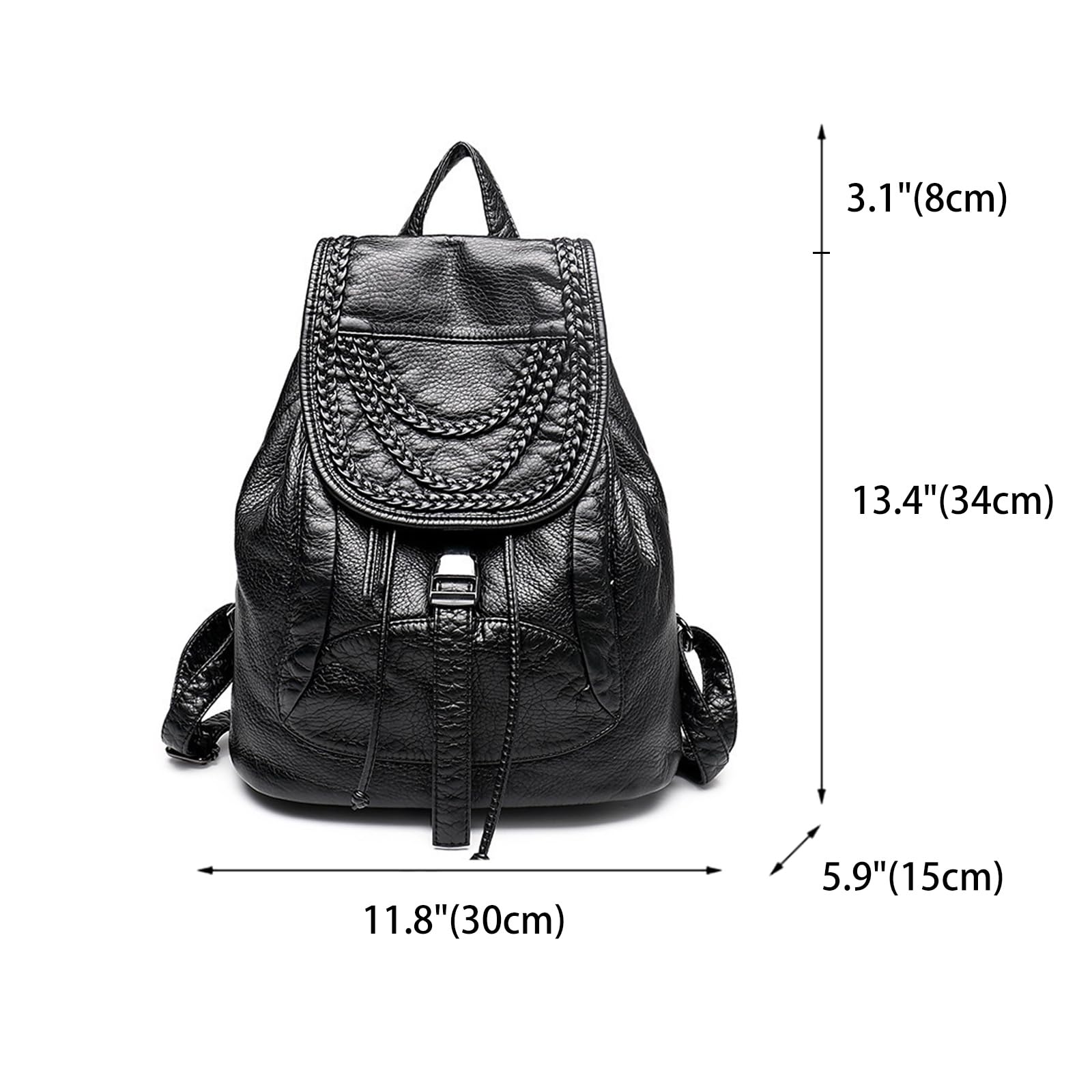 BUKESIYI Femme Sac a dos Sac a main Élégante Bandoulière Antivol PU Cuir Feminin Ville Original Marque FR78610 Noir