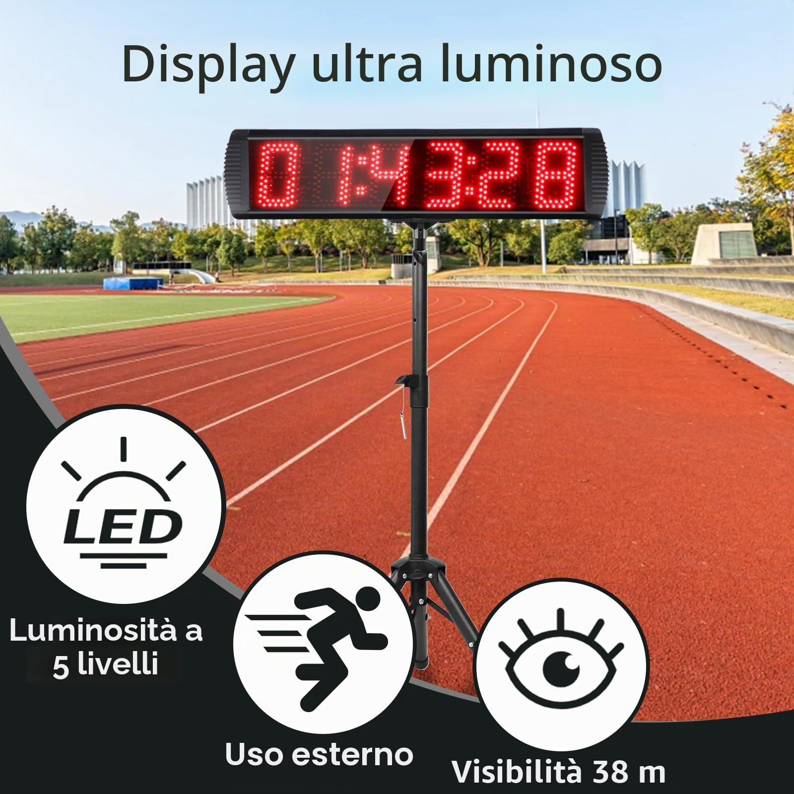 Orologio cronometrante gara con treppiede per eventi di corsa da LED da con pulsante di controllo alla rovescia alla rovescia orologi timer digitale