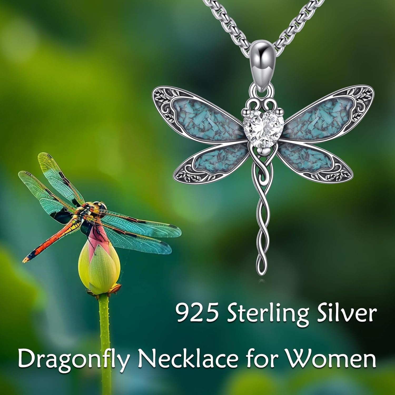 YAFEINI Cross Necklace S925 Sterling Silver Turquoise Hummingbird/Butterfly/Phoenix Cross Pendant Necklace Religious Jewelry Gift for Women Female Mom - Image 5