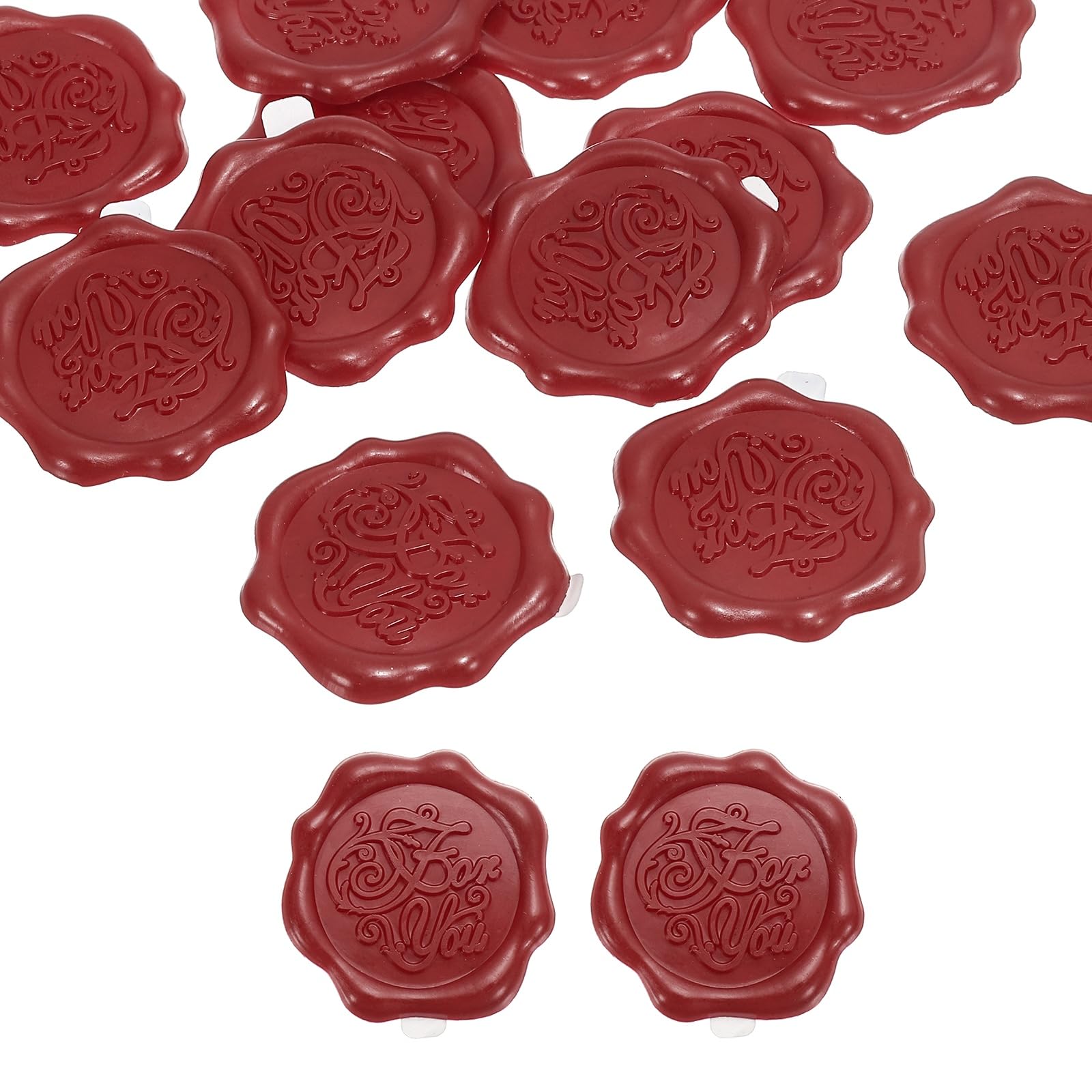 PATIKIL Wax Seal Stickers, 12 Pcs Embossed Self Adhesive for You Sticker for Envelope Letter Wedding Invitation Card Birthday Party Gift Wrap, Dark Red