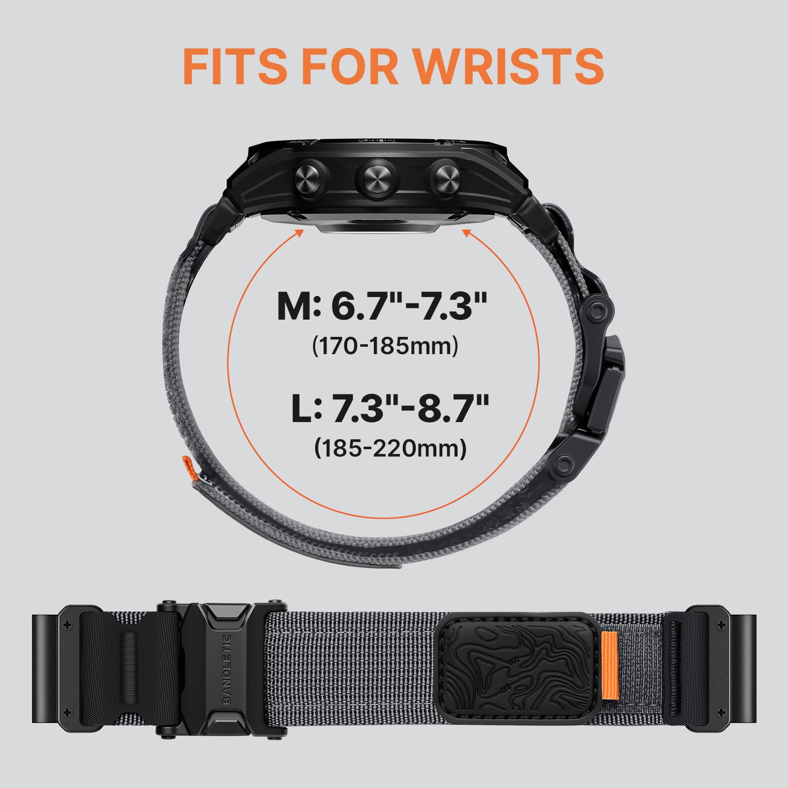 Bandletic Bracelet magnétique en nylon compatible avec Garmin Watch Quick
