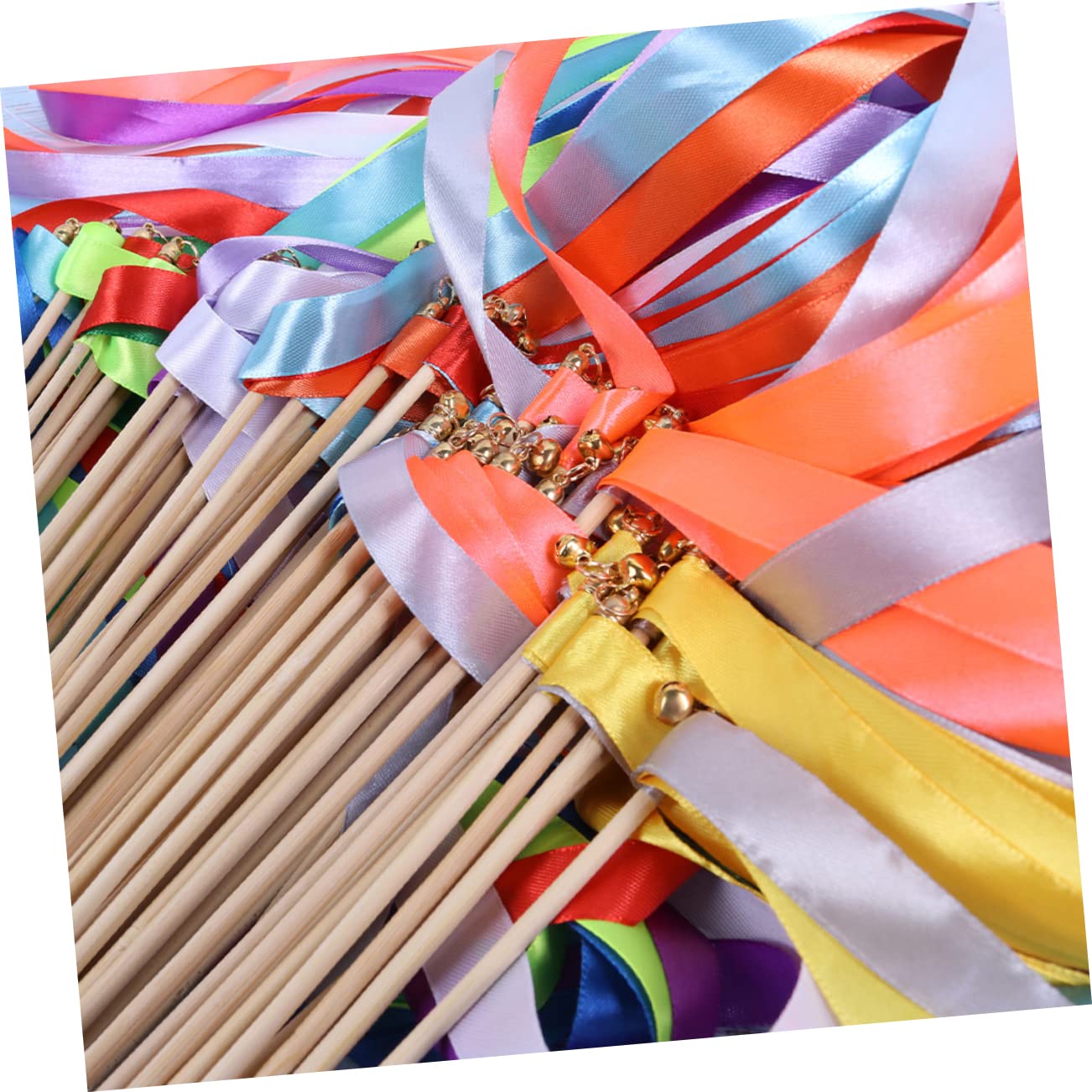 40stücke Hochzeitsdekoration Bunte Handgehaltene Zauberstäbe Mit Glöckchen Für Feiern Hochzeiten Und Partys Leichte Qualitativ Hochwertige Satinbänder Zufällige Farben
