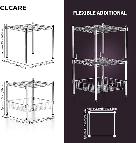 Miniatura 2 de Estante apilable ajustable, apilable y expandible, unidad de almacenamiento resistente, estante organizador de gabinete (2 niveles)