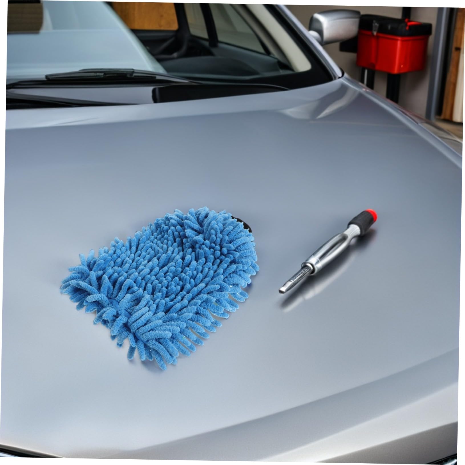 Guante de Microfibra para Lavado de Coches, 4 Piezas Absorbentes | Azul, para Mantenimiento Diario del Coche y Hogar, Protege las Manos y Es Suave Pintura Color Aleatorio