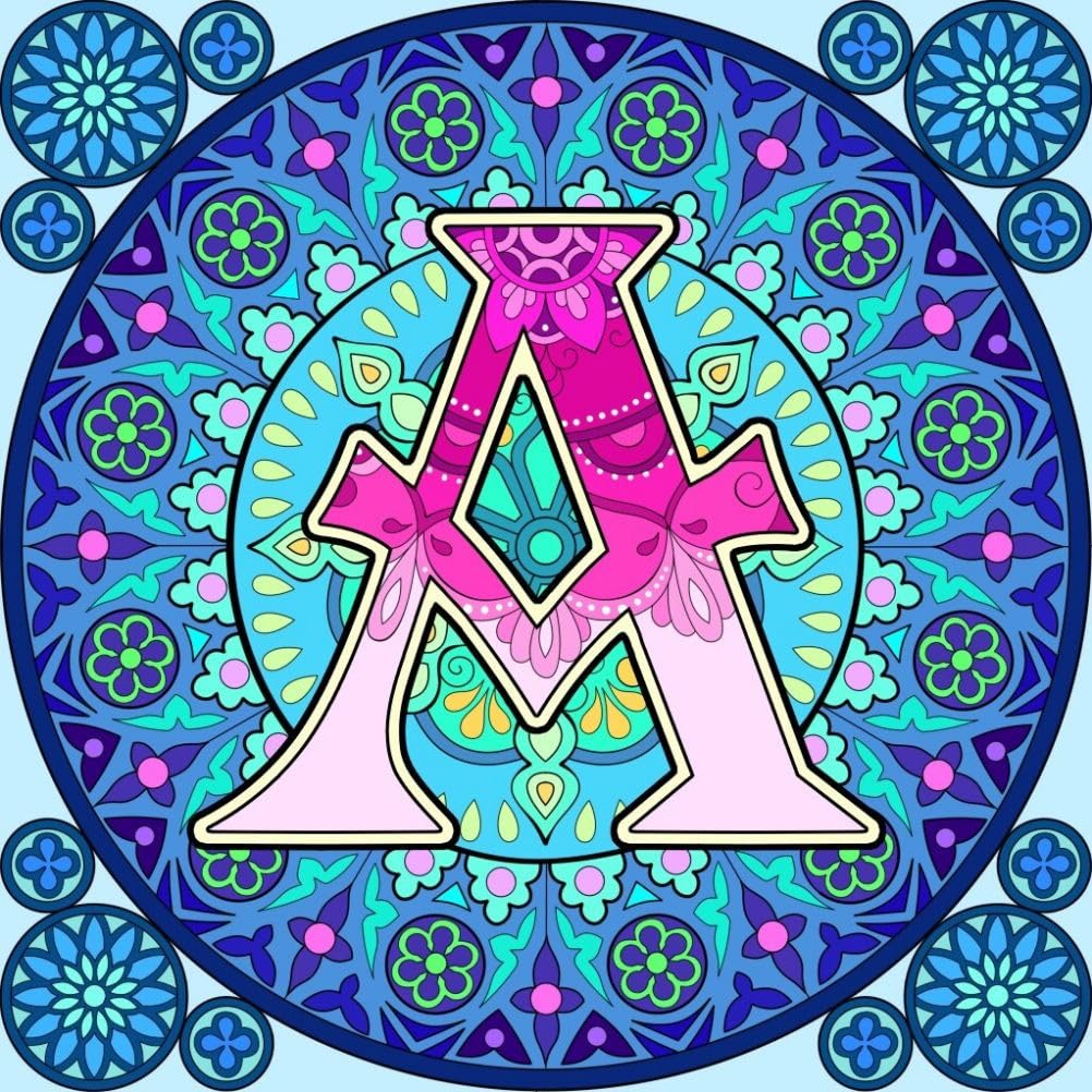 Hnylton #01 5D Diy Full Round Drill Diamond Painting Mandala Alphabet Mosaic Wall Art Kit Decoration 30X30cm (A)
