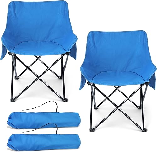HaSteeL Silla de camping para adultos, juego de sillas portátiles plegables compactas con bolsillos laterales para pesca al aire libre, senderismo,
