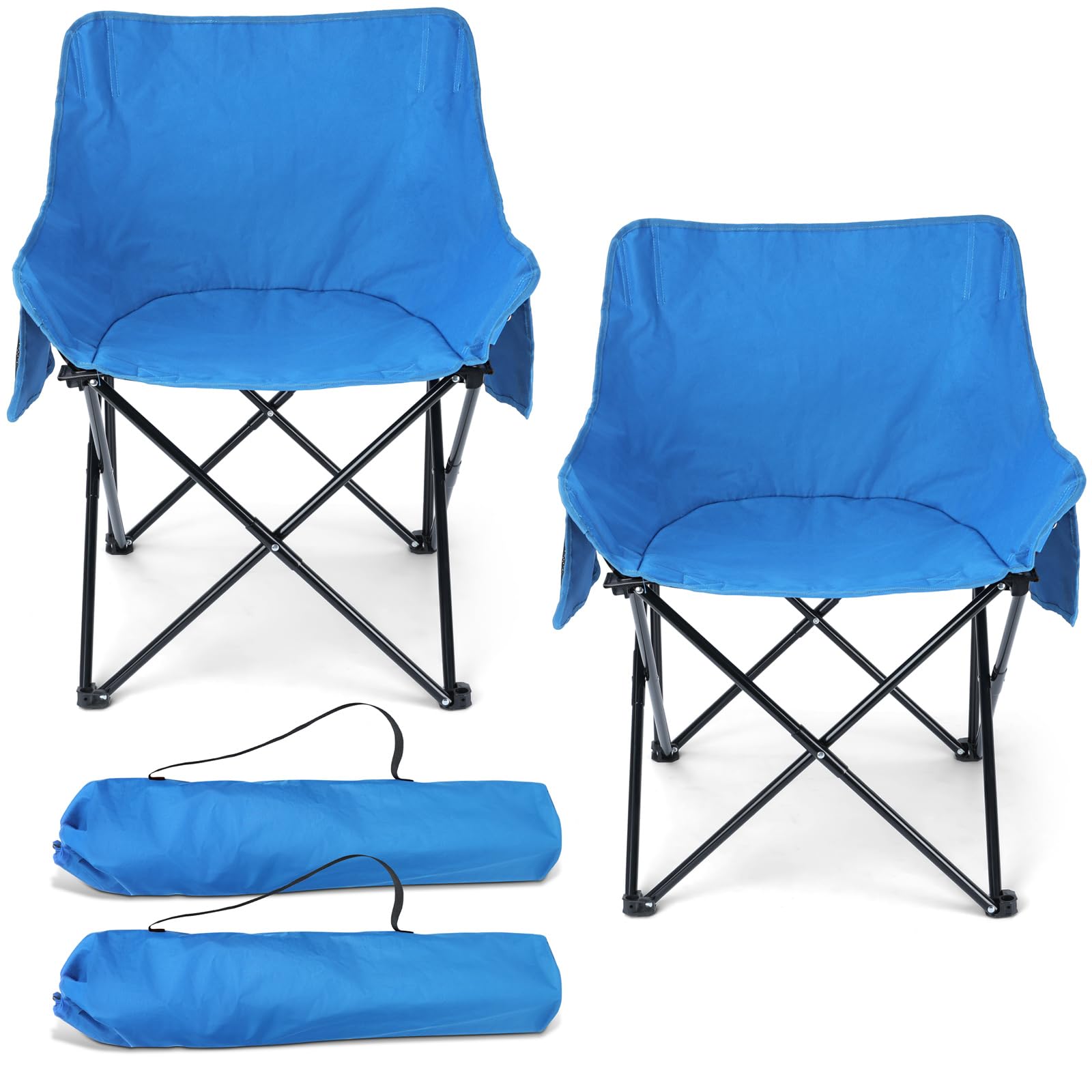 HaSteeL Camping Chair for Adults, Compact Folding Portable Chairs Set with Side Pockets for Outdoors Fishing, Hiking, Backpacking, Picnic, Beach,