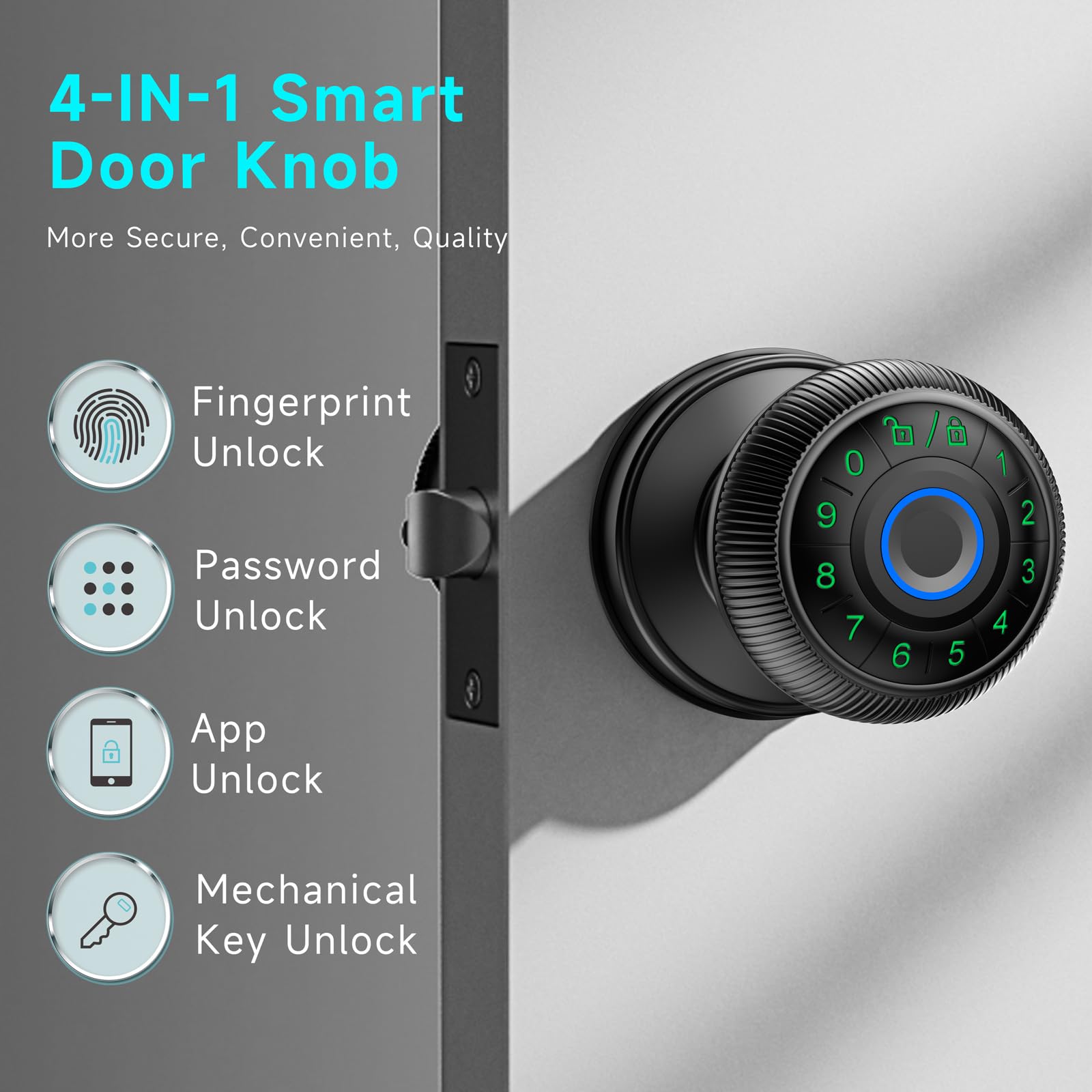IKOED App Smart Fingerprint Door Lock - Keypad Entry Keyless Handle For ...