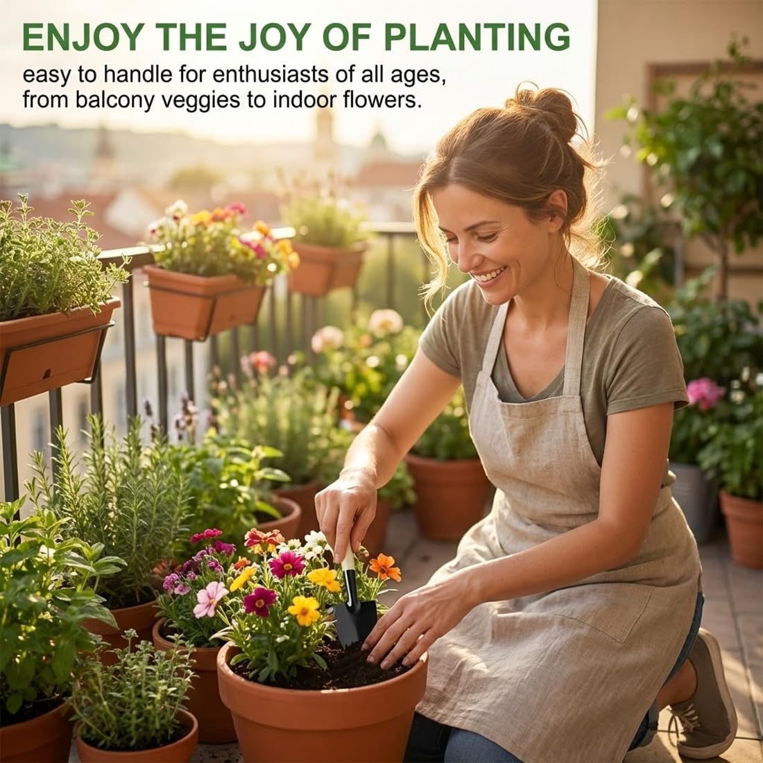 Juego de Herramientas de jardín de 6 Piezas, Mini Herramientas, Pala de jardín, pequeño Kit jardineria con rastrillo para Flores, Plantas, trasplantar y aflojar la Tierra