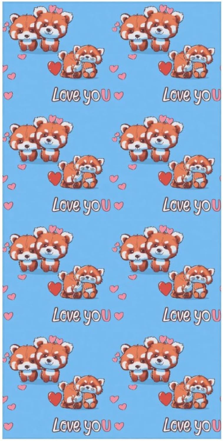 Cute Pandas in Love Bath Towel Beach Towels Quick Dry Oversized Bath Blanket Highly Absorbent Towel for Women Men 160x80cm