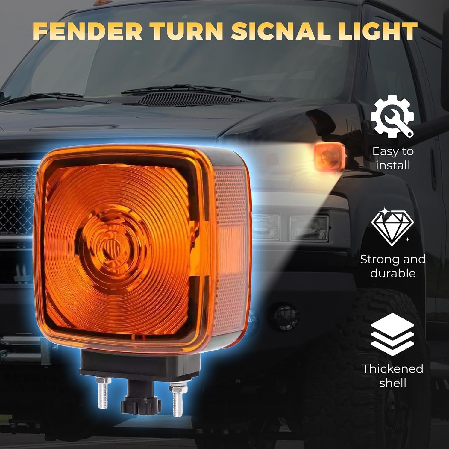 Pair Turn Signal Lights Compatible with Chevrolet Kodiak GMC Topkick 1990-2009 Replacement for 15148648 LH & RH Side Yellow Lens Marker Lamp