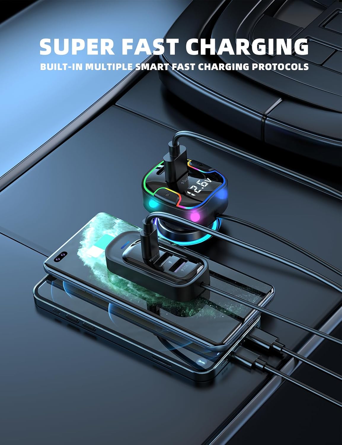 USB C Multi Port Fast Car Charger, PD30W/QC3.0 120W Cigarette Lighter Charger with /5ft Cable Compatible with iPhone 16/15 Pro - Image 6