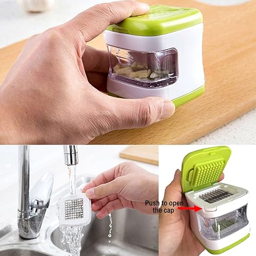 Miniatura 6 de Cortador de prensa de jengibre, picadora, picadora, trituradora, rallador, amoladora, máquina de ayuda alimentaria en plástico de acero inoxidable