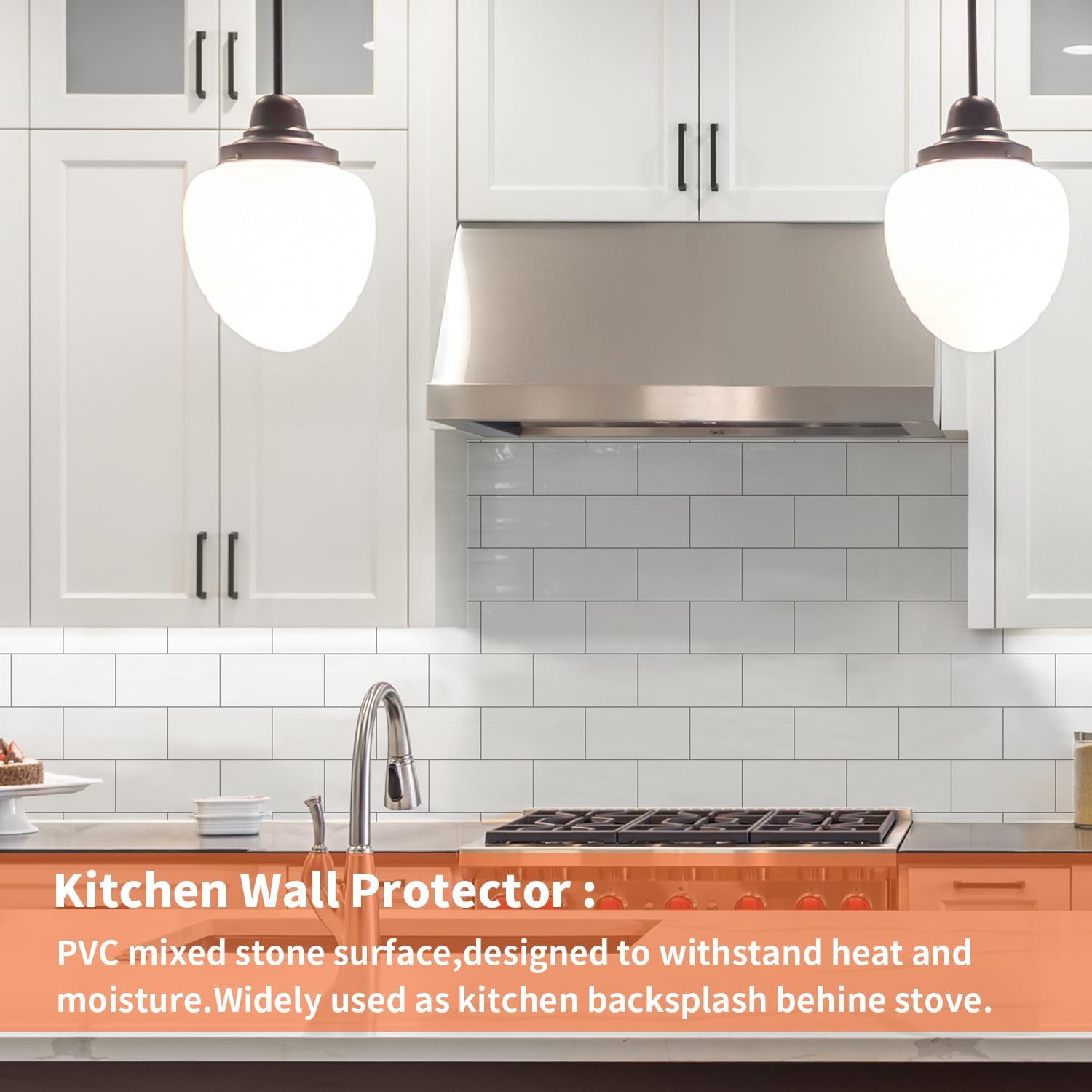 10- Sheet Polished White Peel and Stick Backsplash, 12’’Luxury PVC Ceramic Look Self Stick Subway Tiles, Waterproof Peel and Stick Wall Tiles for Kitchen and Bathrrom