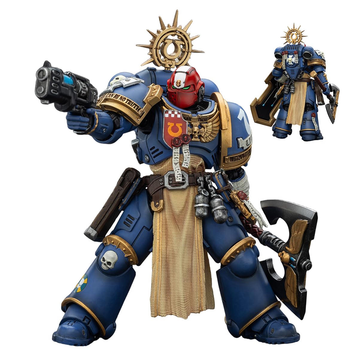 JOYTOY Warhammer 40K 1/18 Action Figure Ultramarines Metaurus with Power Axe, Stormshield and Plasma Pistol CollectionGift 15Age+ 4.84“